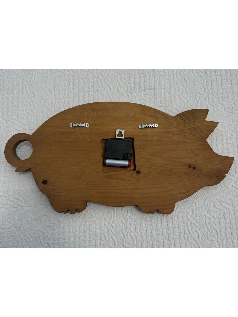 Vintage Cottage Core Wooden Pig Wall Clock - WORKS!